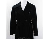 Large Calvin Klein Black Trench Coat - Size 14 1980s Designer Cashmere Blend Luxury Coat with Belt - Classic Fall Winter Overcoat - Bust 43