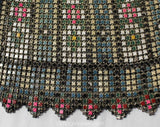 1920s Flapper Purse - Authentic Antique Whiting & Davis Metal Mesh Bag - Art Deco 20s Handbag - Pink Blue Green Floral with Chain Strap