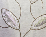 Pastel Embroidered Tablecloth - Cream Cocoa Pink Blue & Mint Green Leaves Embroidery - Soft Elegant Rustic Large Rectangle - Spring Hues