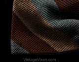 1950s Men's Bow Tie - Brown Tan & Gray Mens 50s Striped Bowtie - Dandy Diagonal Striped Mid Century 50's Clip On Tie - Fall Autumn Colors