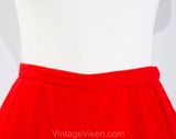 Size 0 Pedal Pusher Skirt - XXS 1960s Red Wool Skirt with Yellow Daisy Print Short Pants Lining - 60s Girl Friday NWT Deadstock - Waist 23.5