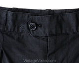 Size 0 Black Cotton Pants - Designer YSL Yves Saint Laurent Tailored Utility Trousers - 1980s Wide Leg Casual Chic - Has Pockets - Waist 23