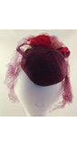 40s Hat - Wonderful 1940s Purple Veiled Millinery with Floral Nosegay & Netting - Charming Spring Flowers - 40's World War II Era with Veil