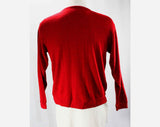 Men's Medium Sweater - 1970s San Francisco California Knit Top - Red V Neck Mens 70s Pullover - Long Sleeved American Souvenir - Chest 43