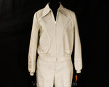 Size 6 Pant Suit - European Metro Mod 1970s Pantsuit - Striped Khaki & White Cotton Track Jacket and Pant - 1970s 80s Trouser Set - NWT