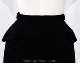 YSL Size 10 Black Skirt with 1940s Style - Wool Gabardine Paris France Label - Medium 1980s 90s Yves St Laurent - Fall Winter - Waist 27.5