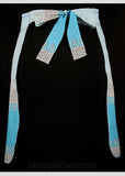 1950s Two-Tone Blue Apron with Lacy Faux Embroidery - Large Half Apron - Size 12 to 14 - Excellent Condition - Scalloped Hem - 30479-1