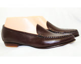 Size 8.5 Brown Shoes - Unworn 1960s Dark Leather Loafer Style Flats - 8 1/2 AA Narrow - 60s Point Toe Preppy Classic - NOS 60s Deadstock