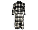 Size 6 1950s Gray Suit - Tartan Wool Tailored Jacket & Skirt - Black White Buffalo Plaid with Shell Buttons - Fall Winter Chic - Waist 26