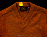 1960s Boy's Sweater - Child Size 10 Burnt Orange Wool Mohair Pullover - Classic Retro Long Sleeve Autumn Knit Top - NWT Deadstock - Chest 30