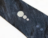 1950s Gray Silk Tie - 50s Atomic Raindrop Novelty Print Men's Necktie - Dark Silk Brocade Mens - Astro Elegant - Streamlined Skinny Deco