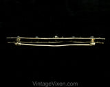 10KT Gold Brooch with Diamonds and Freshwater Pearls - Leafy Open Design Long Rectangle - Beautiful Lapel Pin - Marked 10 Karat - Exquisite