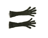 1930s Crochet Gloves - Pair of Gloves - 30s to 40s Hand Crocheted - Olive Sage Green Fishnet Pattern - Gauntlet Length - Small Size - 50173