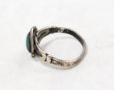 Turquoise & Sterling Ring - Size 5 1/2 Beautiful Rich Green Blue Stone - 1940s 50s Southwestern America - Bell Trading Co - 925 - 50475