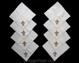 Magnificent Linen Tablecloth & Eight Matching Napkins - 1930s 40s Formal Dinner Embroidered Linens - Roses in Baskets Flourish Cross Stitch