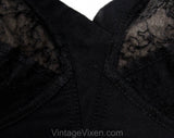 ca. 1963 Perky Black Bra with Floral Embroidery - 34A Modest Coverage Brassiere - Style 1161 Playtex Living - Size 34 A - Bust 34 to 36.5