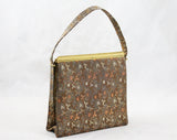 50s Evening Purse - Gold & Fawn Floral Metallic Satin Brocade 1950s Formal Bag - Japanese Saga Nishiki Art Brocade Handbag - Japan Artisan