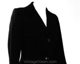 Small 1940s Gabardine Jacket - 30s 40s Black Nipped Waist Wool Blazer with Expert Tailoring - Hourglass Silhouette - Hip Pockets - Bust 35