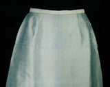 Size 6 Elegant Long Skirt with Gorgeous Brocade Border - Powder Blue & Red Thai Silk - 1960s Ankle Length Skirt - 60s Formal Wear - Waist 26