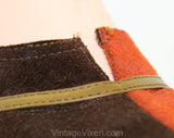 Size 7.5 1960s Brown Shoes - Unworn Two-Tone Sueded Leather Flats - Early 60s Burnt Orange & Chocolate Brown - 7 1/2 Narrow - 60s Deadstock