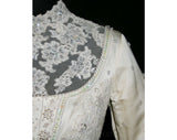 Size 8 Wedding Dress - Jane Austen Style 1960s Satin Bridal Gown - Pearls & Lace - Priscilla of Boston - Size Small - Bust 34.5 - 32790-1