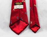 Men's Soccer Tie - 1970s Novelty Sports Coach Theme Polyester Necktie - Maroon Burgundy 1970s Neckwear - Wide Width - Euro Football Players
