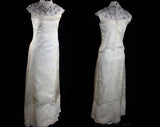Size 4 Wedding Dress - Elegant 1960s Champagne Organza Bridal Gown with Lace & Pearls - Sleeveless Wedding Gown - NWT - Bust 32.5 - 31793-1