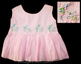 3T Girls 1950s Pink Gingham Dress - Charming Toddler Planting Flowers 60s Summer Tunic Top - Pastel Blue Green - How Does Your Garden Grow