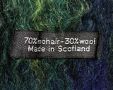 Plaid Mohair Scarf - Navy Blue & Forest Green Tartan Shawl - Made in Scotland - Rectangular Fuzzy Wool with Fringe - Warm Coat Neck Wrapper