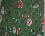 Large 1950s Apron - Mid Century Starburst Cotton 50s Novelty Print - Green & Pink Circles Ovals Geometric - 50's Work Wear with Big Pockets