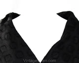 Size 10 Black 1950s Dress - Elegant New Look Cotton 50s Full Skirted with Shawl Lapel - Mid Century Chic by Georgette Trilere - Waist 28