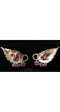 Elegant 50s Purple & Metal Leaf Earrings - Fall - Faux Amethyst - 1950s Classic Clip Earrings - Leafy Jewelry - Mint Condition - 38446-1