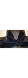 1930s Hat - Paris Designer Violette Marsan - 30s Charcoal Gray Straw Hat with Midnight Velvet Ribbon - French France - Size 22 - 32284