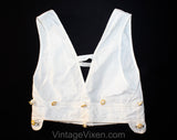 ca. 1919 Child's Quaint Cotton Undergarment - Antique Size 5T Girls Boys Hickory Waist Underwear with Carved Bone Buttons - 1910s Deadstock