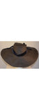 1930s Hat - Paris Designer Violette Marsan - 30s Charcoal Gray Straw Hat with Midnight Velvet Ribbon - French France - Size 22 - 32284