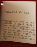 1960s Gypsy Necklace in Black Glass & Jingle Bells - Made by Nomads in India - Hippie Jewelry - Y Shaped 60s Deadstock Necklace - 32956-2