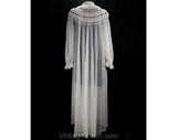 Size 14 White Robe - 1960s Nightgown Layers - Large 50s 60s Sheer Nylon Tricot with Lace & Frou Frou Ruffle - Summer Trousseau Lingerie