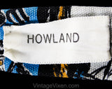 1960s Square End Tie - Antique Sailors Nautical Theme Mens 60s Novelty Print Necktie by Rooster - Blue Orange Cotton - Victorian Ships