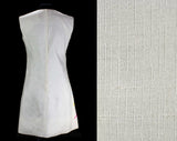 Size 6 Silk Dress - Sleeveless 1960s Summer - Colorful Chevrons & Bows - Ribbon Candy Stripes - White Tailored Dupioni - Pristine - Bust 36
