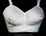 36C White Bra - Exquisite Form Summer Cotton Long-Line Bustier - Circular Stitched Rocket Bra - NIB Deadstock - 1950s Housewife Look 36 C