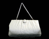 Metallic Silver Lamé Evening Purse - Formal Handbag - 1960s Bag with Chain Strap Handle - Mid Century Cocktail Hour - 60s Chic - 41487