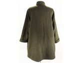 XL Cashmere Blend Coat - Luxury SuperAngora 3/4 Length Minimalist Jacket - Pierrette Switzerland - Very Dark Pine Green - Bust up to 56