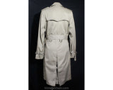 Pierre Cardin Men's Trench Coat - Size XS or Ladies 8 - Classic Tan 1980s Designer Overcoat with Logo Buttons - Paris Spy Style - Chest 36