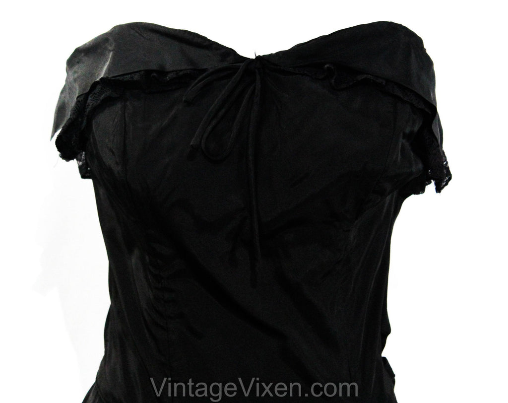 1940's casablanca black evening dress Vintage 1940s Black Beaded Evening Gown, Gold Cord & Pink Beads, fits 36 inch bust