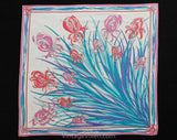 Emilio Pucci Scarf - Purple Pink Iris Novelty Print Cotton - Posh Italian Designer - Large Square Signature Scarf Made in Italy - 34 Inch