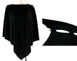 Size 10 Black Goddess Dress - Sleeveless Maxi Dress & Separate Overlay - Buttoned Shoulder - Dramatic Grecian - 1970s Deadstock with Tag