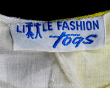 2T Toddler's Play Outfit - 1960s Yellow Girl's Shorts Set with Novelty Carrot in Pocket - Size 24 Months Girl Child's Summer Sleeveless