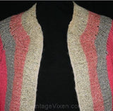 Small 1950s Cardigan - Glam 50s Shocking Pink & Gray Mohair Sweater - Size 4 Open Front Metallic Knit - Vintage Vixen - Bust 34 - 33387