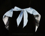 1940s Gingham Apron with Sheer Heart Shapes - Small Size 40s Half Apron - 40's Sweetheart Housewife Blue & White Cotton - Rick Rack