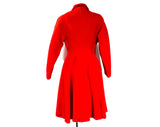 Size 12 Red Princess Coat - Beautiful Authentic 1950s Large Winter Wool Overcoat with Full Skirt & Shotcloth Lining - 50s Glam - Waist 29.5